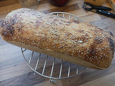 Kastenbrot auf einem Metallgitter