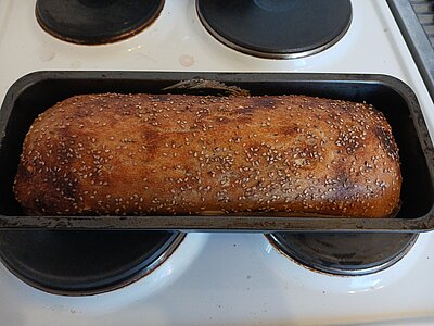 Frisch gebackenes Brot in einer Kastenform